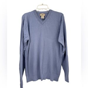 TRAVEL SMITH Classic Fisherman Men Cable Knit Sweater L Cable Jersey